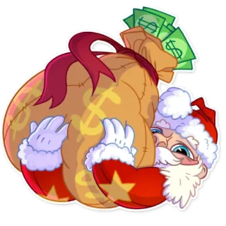 💰 Santa Claus Santa Claus, Navidad, dinero, saco, dólar telegram sticker