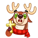 😨 กวางเรนเดียร์, คริสต์มาส, การ์ตูน, ฤดูหนาว, วันหยุด, สัตว์ telegram sticker
