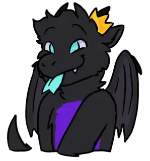 😛 dragón, dibujos animados, furry, animal, corona, morado, negro, criatura telegram sticker
