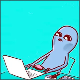 😱 alien, computer, typing, funny, meme, office, digital art telegram sticker