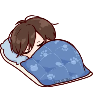 💞 @HAWKS giấc ngủ, đang ngủ, chăn, gối, anime, hoạt hình telegram sticker