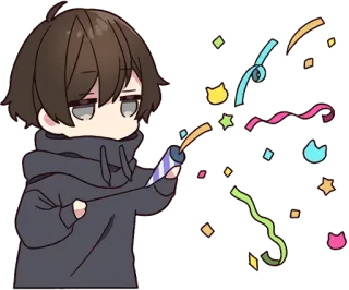 🎉 Anime, Personage, Viering, Confetti, Cartoon telegram sticker