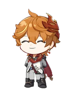 ☺️ Tartaglia Genshin Impact Anime, Gioco, Chibi, Rosso, Carino telegram sticker