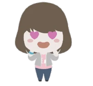 😍 Мультфильм, Чиби, Любовь, Милый, Девушка, Глаза-сердечки telegram sticker