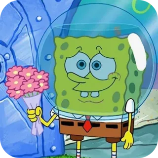 💐 Spongebob Spongebob Squarepants cartoon, spongebob, squarepants, flowers, bouquet, nickelodeon telegram sticker
