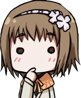 🤔 Аниме, Мультфильм, Девочка, Чиби, Милый, Думает telegram sticker