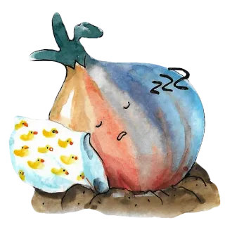 😴 zwiebel, schlafend, ente, kissen, gemüse, süß telegram sticker