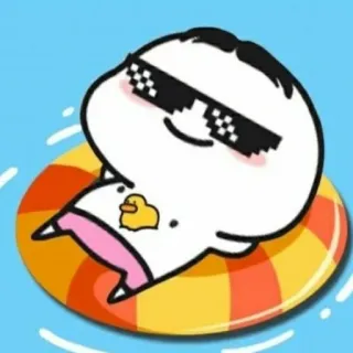 😎 Cartoon, Sommer, Pool, Sonnenbrille, Ente, Schwimmring telegram sticker