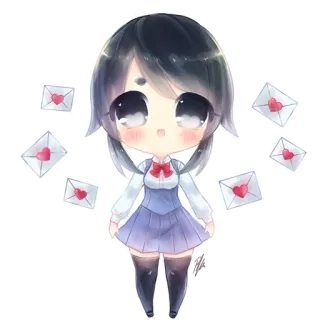☺️ Аниме, Девушка, Чиби, Сердечки, Любовь, Школьница telegram sticker