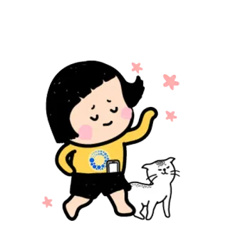 💓 漫画, 歩く, 猫, 女の子, 可愛い, かわいい telegram sticker