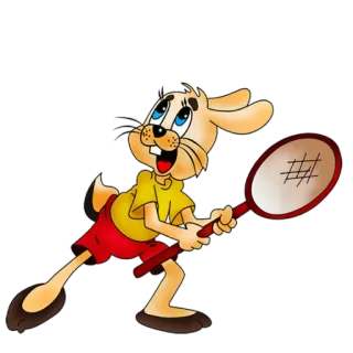 🏸 Hase, Cartoon, Tennis, Badminton, Sport, Figur whatsapp sticker