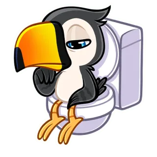 🤔 tucano, vaso sanitário, pássaro, banheiro, desenho animado, adesivo telegram sticker
