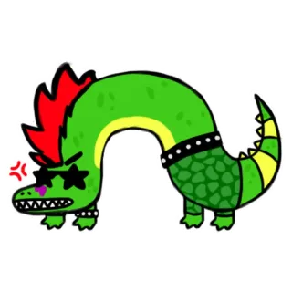 💢 Cartoon, Reptil, Tier, Wütend, Sonnenbrille, Sticker whatsapp sticker
