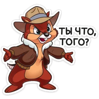 😡 Ты что, того? cartoon, chipmunk, hat, detective telegram sticker