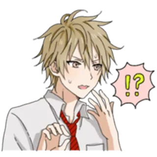 ⁉ anime, boy, exclamation, question, sticker telegram sticker
