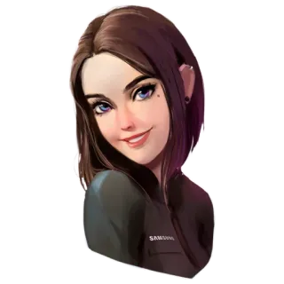 😃 SAMSUNG мультфильм, девушка, портрет, женщина, цифровое искусство, Samsung telegram sticker