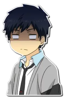 😐 Anime, Cartone animato, Ragazzo, Studente, Chibi, Carino telegram sticker