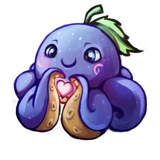❤️ pieuvre, mignon, cœur, amour, dessin animé, animal, créature marine telegram sticker