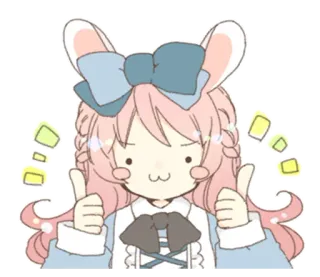 🐰 Anime, Ragazza, Carina, Coniglio, Pollice in su, Cartone animato telegram sticker