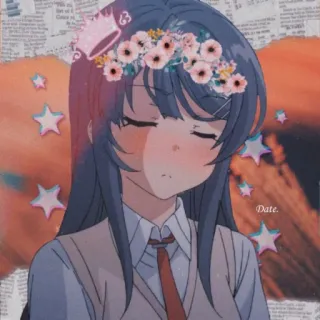 💘 Date. Anime, Menina, Flores, Coroa, Uniforme escolar telegram sticker