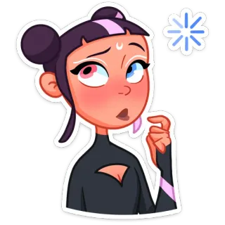 🤔 dibujo animado, chica, personaje, pegatina, lindo telegram sticker