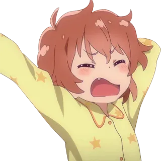 😴 动漫女孩, 卡通人物, 打哈欠, 困, 可爱, 睡衣 telegram sticker