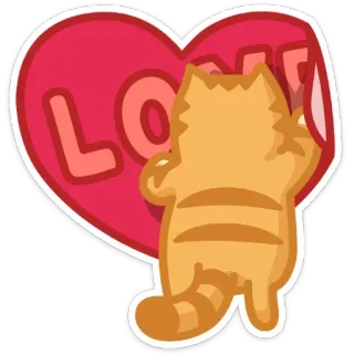 ❤ LOVE кот, любовь, сердце, милый, стикер, мультфильм whatsapp sticker