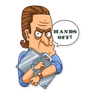 🤚 HANDS OFF! desenho animado, não toque, homem de negócios, aviso telegram sticker