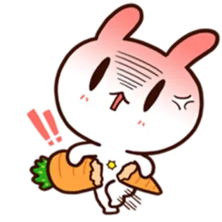 😡 Hase, Häschen, Karotte, Cartoon, süß, wütend, Ausruf telegram sticker
