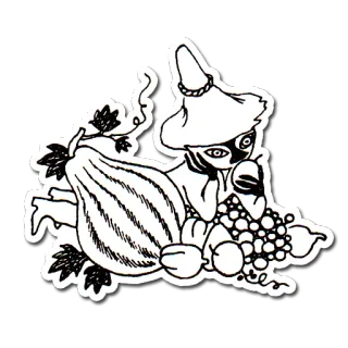 🍐 Little My Moomins moomins, pequeña mi, dibujos animados, personaje, finlandés, calabaza, cosecha telegram sticker