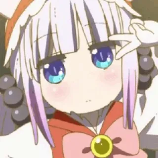 🍥 Kanna Kamui Miss Kobayashi's Dragon Maid Anime, süß, Kanna, Drache, kawaii, Friedenszeichen whatsapp sticker