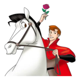 👱 Prince Phillip Sleeping Beauty prinz, pferd, rose, cartoon, disney telegram sticker