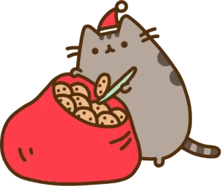 🎅 Pusheen Katze, Pusheen, Weihnachten, Plätzchen, Feiertag, süß, Cartoon telegram sticker