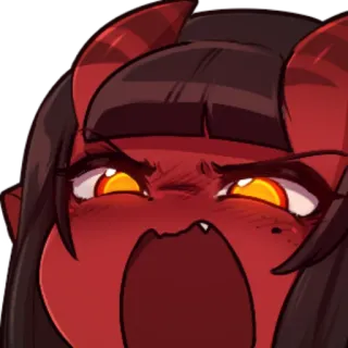 😡 Anime, Diable, Démon, Rouge, Cornes, En colère, Fille telegram sticker