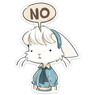 🙅‍♀️ NO うさぎ, 動物, いいえ, 拒否, 反対, ネガティブ, 漫画 telegram sticker