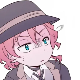 😐 Anime, Manga, cheveux roses, chapeau, personnage, chibi telegram sticker