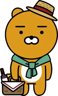 👜 Ryan Bär, Cartoon, Figur, Ryan, Picknick, Hut whatsapp sticker