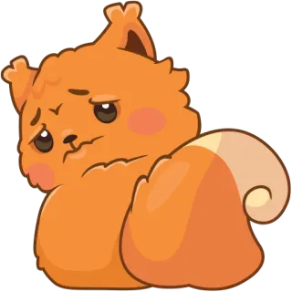 😔 แมว, สีส้ม, เศร้า, ผิดหวัง, สัตว์, การ์ตูน, น่ารัก telegram sticker