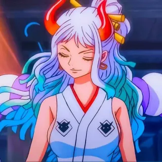 😵 Yamato One Piece anime, character, Yamato, One Piece, manga, female, horns, art telegram sticker
