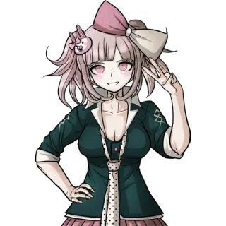 🎀 Chiaki Nanami Danganronpa anime, video game, cute, girl, character, pink, ribbon telegram sticker