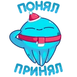 👌 cute, blue, winter, christmas, santa hat, scarf, illustration, festive telegram sticker
