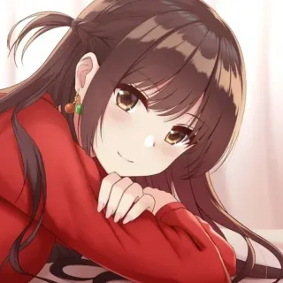 💕 アニメ, 女の子, 赤, 可愛い, 笑顔 telegram sticker