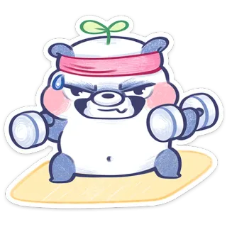 ⭐ panda, exercise, weightlifting, cartoon, fitness, gym telegram sticker