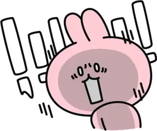 😲 o.o coniglio, cartone animato, carino, rosa, sorpreso, esclamazione telegram sticker