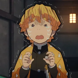 🏮 Zenitsu Agatsuma Demon Slayer animé, effrayé, pleurer, Demon Slayer, Zenitsu whatsapp sticker