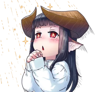 🤩 アニメガール, 角, キラキラ, かわいい, 懇願, 漫画 telegram sticker