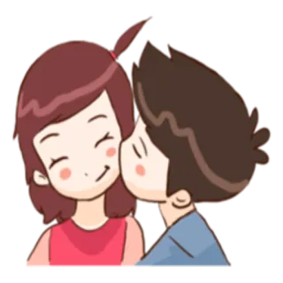 💋 couple, baiser, amour, dessin animé, affection telegram sticker