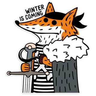 😕 Game of Thrones WINTER IS COMING renard, winter is coming, game of thrones, épée, animal, sticker telegram sticker