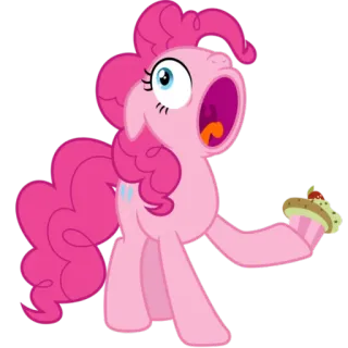 😱 Pinkie Pie My Little Pony Мультфильм, Пони, Розовый, Десерт, Кекс, Анимированный telegram sticker