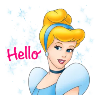 🙋 Cinderella Hello prinzessin, disney, cartoon, gruß, weiblich telegram sticker